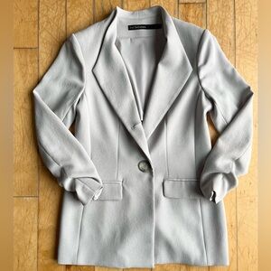 Iris Setlakwe Light Grey Ruched Sleeve Single Button Blazer Jacket Size 6 Canada